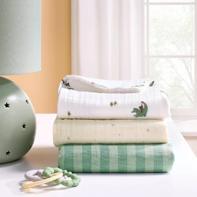 Muslin Swaddle Baby Blanket - Dragons - 3pk - Cloud Island™ 3 Muslin Swaddle Baby Blanket - Dragons - 3pk - Cloud Island™