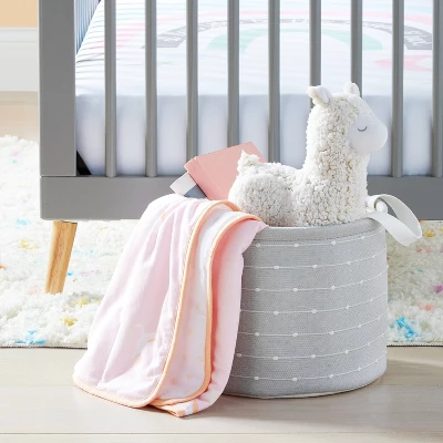 Medium Round Bin With Slub Stitching - Gray - Cloud Island™ 3 Medium Round Bin With Slub Stitching - Gray - Cloud Island™