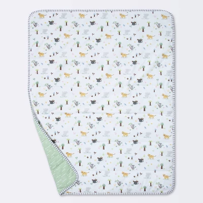 Jersey Knit Reversible Baby Blanket Jungle Animals - Cloud Island™ Gray/Green 4 Jersey Knit Reversible Baby Blanket Jungle Animals - Cloud Island™ Gray/Green - Image 2