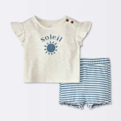 Baby Girls' Soliel Modal T-Shirt & Bike Shorts Set - Cloud Island™ Off-White -1st Step Store GUEST e7aca8fb 4750 488e 82bd 22553387c555