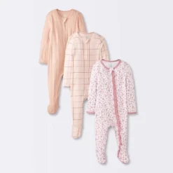 Baby Girls' 3pk Floral Sleep N' Play - Cloud Island™ Peach -1st Step Store GUEST e9015078 b1ab 4ad5 b1aa 8b5d319ef6d1