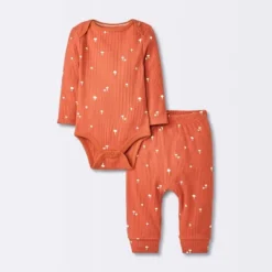 Baby 2pc Neutral Mushroom Wide Ribbed Top & Bottom Set - Cloud Island™ Rust -1st Step Store GUEST e9b0c588 6fff 4b53 a989 dde47b1a0daf