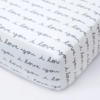 Fitted Crib Sheet I Love You - Cloud Island™ White/Gray 7 Fitted Crib Sheet I Love You - Cloud Island™ White/Gray - Image 5